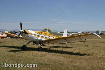 Cessna crop sprayer aircraft at the annual fly in at Pogreba Field, Three Forks, Montana