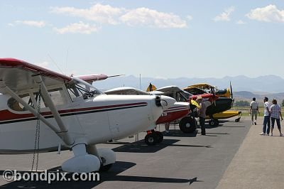 Airplanes at the annual fly in at Pogreba Field, Three Forks, Montana