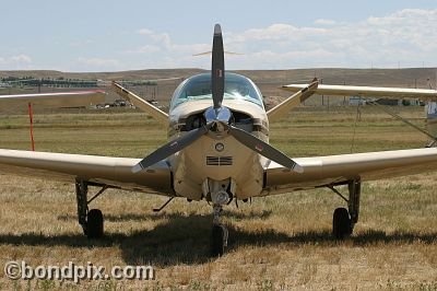 V shaped tail on this aircraft at the annual fly in at Pogreba Field, Three Forks, Montana