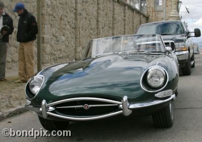 'Going to the Sun Rally' E-Type Jaguar car in Deer Lodge, Montana