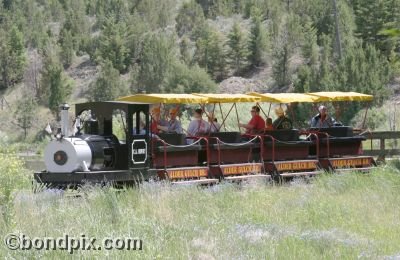 Engine C A Bovey on the Alder Gulch Railroad at Virginia City in Montana