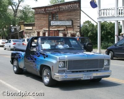 Classic and vintage cars on parade in Virginia City in Montana