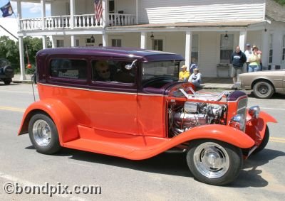 Classic and vintage cars on parade in Virginia City in Montana