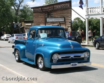 Classic and vintage cars on parade in Virginia City in Montana