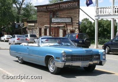 Classic and vintage cars on parade in Virginia City in Montana