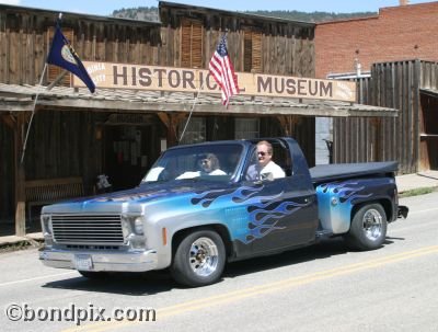 Classic and vintage cars on parade in Virginia City in Montana