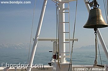 Ships bell on the cruise ship Oosterdam in Alaska