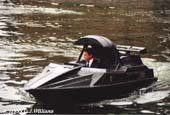 Stuntman Wade Eastwood in the James Bond Q boat