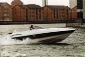 Stuntwoman Sarah Donohue in the Sunseeker powerboat