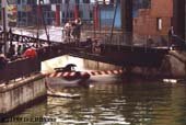 James Bond Q Boat goes under Glengall Bridge in Londons Docklands