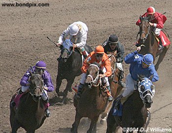 Jockeys Ivan Ortiz Jr and Russell David Kingrey race for first place